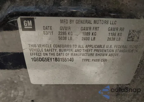 2011 Cadillac Cts Luxury z USA, uszkodzony, nr VIN 1G6DG5EY1B0155140